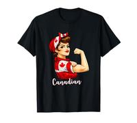 Proud Strong Canadian Girl Woman Girlfriend Canada Flag Camiseta