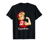 Proud Strong Canadian Girl Woman Girlfriend Canada Flag Camiseta