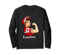 Proud Strong Canadian Girl Woman Girlfriend Canada Flag Manga Larga