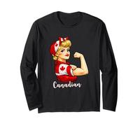 Proud Strong Canadian Girl Woman Girlfriend Canada Flag Manga Larga