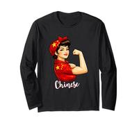 Proud Strong Chinese Girl Woman Girlfriend China Flag Manga Larga