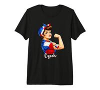 Proud Strong Czech Girl Woman Girlfriend Czech Republic Flag Camiseta Premium