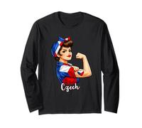 Proud Strong Czech Girl Woman Girlfriend Czech Republic Flag Manga Larga