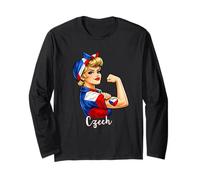 Proud Strong Czech Girl Woman Girlfriend Czech Republic Flag Manga Larga