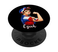Proud Strong Czech Girl Woman Girlfriend Czech Republic Flag PopSockets PopGrip Adhesivo