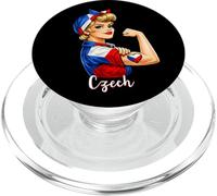 Proud Strong Czech Girl Woman Girlfriend Czech Republic Flag PopSockets PopGrip para MagSafe
