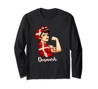 Proud Strong Danish Girl Woman Girlfriend Denmark Flag Manga Larga