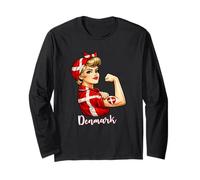 Proud Strong Danish Girl Woman Girlfriend Denmark Flag Manga Larga