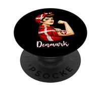Proud Strong Danish Girl Woman Girlfriend Denmark Flag PopSockets PopGrip Adhesivo