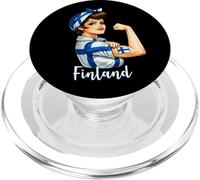 Proud Strong Finnish Girl Woman Girlfriend Finland Flag PopSockets PopGrip para MagSafe