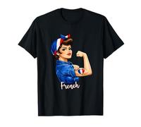 Proud Strong French Girl Woman Pride France Flag Camiseta