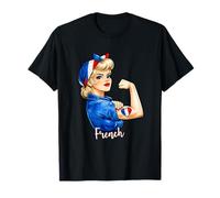 Proud Strong French Girl Woman Pride France Flag Camiseta