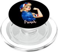 Proud Strong French Girl Woman Pride France Flag PopSockets PopGrip para MagSafe