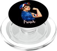 Proud Strong French Girl Woman Pride France Flag PopSockets PopGrip para MagSafe