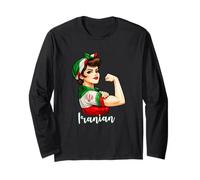 Proud Strong Iranian Girl Woman Girlfriend Iran Flag Manga Larga