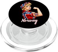 Proud Strong Norwegian Girl Woman Girlfriend Norway Flag PopSockets PopGrip para MagSafe