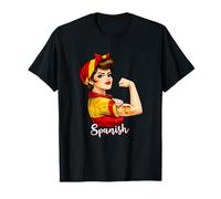 Proud Strong Spanish Girl Woman Girlfriend Spain Flag Camiseta