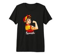 Proud Strong Spanish Girl Woman Girlfriend Spain Flag Camiseta Premium