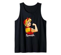 Proud Strong Spanish Girl Woman Girlfriend Spain Flag Camiseta sin Mangas