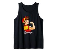 Proud Strong Spanish Girl Woman Girlfriend Spain Flag Camiseta sin Mangas