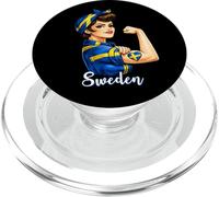 Proud Strong Swedish Girl Woman Girlfriend Sweden Flag PopSockets PopGrip para MagSafe