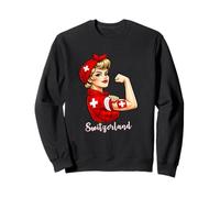 Proud Strong Swiss Girl Woman Girlfriend Switzerland Flag Sudadera