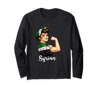 Proud Strong Syrian Girl Woman Girlfriend New Syria Flag Manga Larga