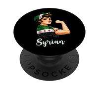 Proud Strong Syrian Girl Woman Girlfriend New Syria Flag PopSockets PopGrip Adhesivo