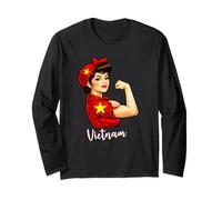 Proud Strong Vietnamese Girl Woman Girlfriend Vietnam Flag Manga Larga