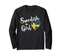 Proud Swedish Girl Sweden Flag Swedish Girlfriend Wife Manga Larga