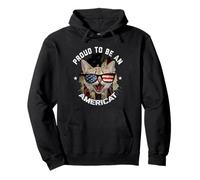 Proud To Be An Americat Funny Cat US Flag Lover 4th of July Sudadera con Capucha