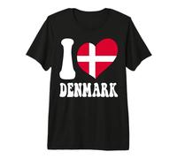 Proud To Be Danish Dad Mom I Love Dinamarca Bandera Corazón Gráfico Camiseta Premium
