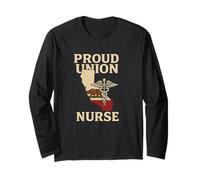 Proud Union Nurse California Flag RN Labor Rights Design Manga Larga