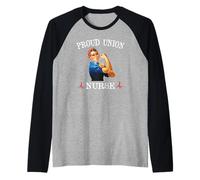 Proud Union Nurse Safe Staffing Saves Night Shift RN ER ICU Camiseta Manga Raglan