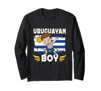 Proud Uruguayan Boy Dab Pose Uruguayan Son Guy Uruguay Flag Manga Larga