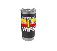 Proud Wife LGBTQ Rainbow Flag LGBT Pride Month Vaso térmico de acero inoxidable de doble pared