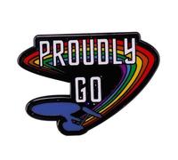 Proudly Go Rainbow Glitter LGBTQ Gay Pride Flag SciFi TV 1.25 pulgadas Pin Badge, 1.25 Inches, Esmalte, Esmalte