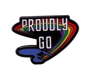 Proudly Go Rainbow Glitter LGBTQ Gay Pride Flag SciFi TV 1.25 pulgadas Pin Badge, 1.25 Inches, Esmalte, Esmalte