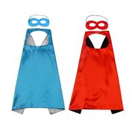 Proumhang 2 piezas Capa Máscara Set Halloween Navidad Carnaval Día de los Niños Fiesta de Cumpleaños Cosplay Rendimiento Traje Capa de Superhéroe Para Niños de 1-9 años Rojo + Azul Cielo
