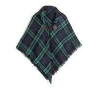 Proumhang Bufanda de tartán para niñas con hebilla de cuerno, abrigo a cuadros, chal de poncho para niños, bufandas cálidas de otoño e invierno, pañuelo en la cabeza, talla única,Verde