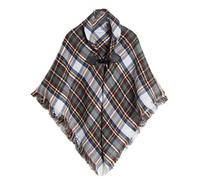 Proumhang Bufanda de tartán para niñas con hebilla de cuerno, abrigo a cuadros, chal de poncho para niños, bufandas cálidas de otoño e invierno, pañuelo en la cabeza, talla única,Café