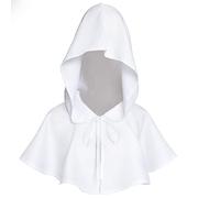 Proumhang Capa con Capucha de Halloween Capa Gótica Medieval Bruja Mago Vampiro Muerte Cosplay Disfraz Grim Cowl Con Capucha Poncho Navidad Carnaval Fiesta Accesorios Unisex Talla única Blanco