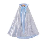 Proumhang Capa con Capucha para Niñas Capa Dos Capas Sparkling Lentejuelas Capa Niños Niñas Halloween Navidad Carnaval Día del Niño Princesa Fiesta de Cumpleaños Cosplay Costume Plata L