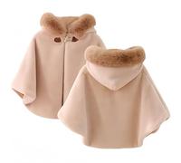 Proumhang Capa con Capucha para Niñas,Poncho de Invierno Cálido para Exteriores,Chaqueta con Capucha,Abrigo con Capa de Princesa, Ropa para la Nieve para Bebés y Niños Pequeños,Caqui,110