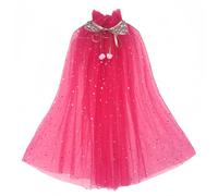 Proumhang Capa de Princesa para Niñas,Colorida Capa de Princesa,Sparkling Lentejuelas Tul Princesa Fancy Dress,Halloween Carnaval para 3-8 años de edad las Niñas Rosa Rojo L