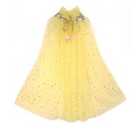 Proumhang Capa de Princesa para Niñas,Colorida Capa de Princesa,Sparkling Lentejuelas Tul Princesa Fancy Dress,Halloween Carnaval para 3-8 años de edad las Niñas Amarillo L