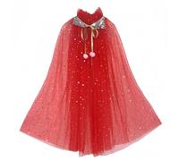 Proumhang Capa de Princesa para Niñas,Colorida Capa de Princesa,Sparkling Lentejuelas Tul Princesa Fancy Dress,Halloween Carnaval para 3-8 años de edad las Niñas Rojo L