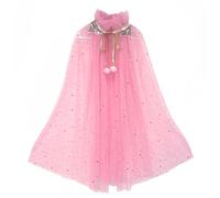 Proumhang Capa de Princesa para Niñas,Colorida Capa de Princesa,Sparkling Lentejuelas Tul Princesa Fancy Dress,Halloween Carnaval para 3-8 años de edad las Niñas Rosa L