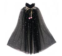 Proumhang Capa de Princesa para Niñas,Colorida Capa de Princesa,Sparkling Lentejuelas Tul Princesa Fancy Dress,Halloween Carnaval para 3-8 años de edad las Niñas Negro L