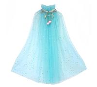 Proumhang Capa de Princesa para Niñas,Colorida Capa de Princesa,Sparkling Lentejuelas Tul Princesa Fancy Dress,Halloween Carnaval para 3-8 años de edad las Niñas Azul Lago L